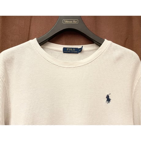 ▲訳あり商品▲ POLO RALPH LAUREN 長袖サーマルカットソー ホワイト Mサイズ