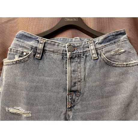 MADE IN ITALY製 DSQUARED2 ダメージ加工デニムパンツ ライトインディゴ 46サイズ