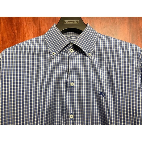 BURBERRY BLACK LABEL ギンガムチェック柄長袖ボタンダウンシャツ ブルー 41サイズ