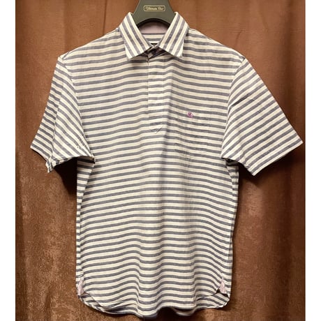 BURBERRY BLACK LABEL 半袖ボーダー柄プルオーバーシャツ ネイビー×ホワイト 2サイズ