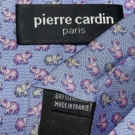 ▲訳あり商品▲ MADE IN FRANCE製 pierre cardin 象柄シルクネクタイ パープル