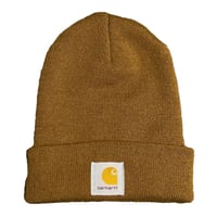 MADE IN USA製 Carhartt アクリルニット帽 ブラウンダック Fサイズ