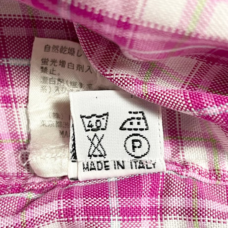 MADE IN ITALY製 DANOLIS per TOMORROWLAND 長袖チェックシャツ ピンク Lサイズ