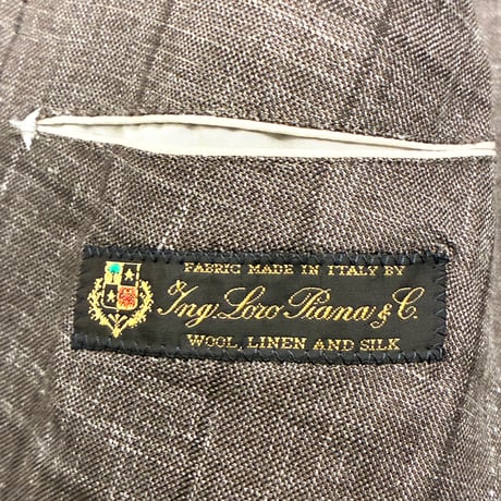 AQUOIBONISTE Loro Piana WOOL , LINEN AND SILK 生地使用 チェック柄 ウールシルクリネン テーラードジャケット ブラウン 48サイズ