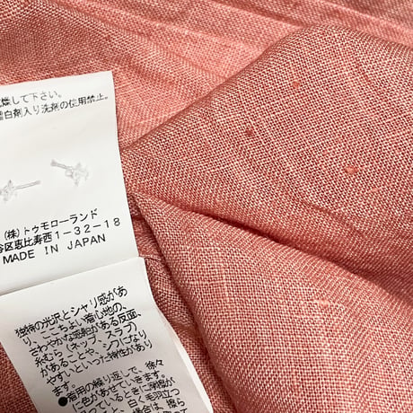 MADE IN JAPAN製 TOMORROWLAND プリーツ加工長袖リネンシャツ オレンジ Sサイズ
