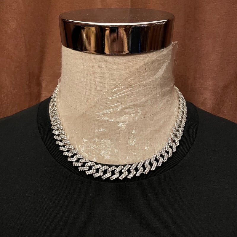 シルバー925製 ジルコニアマイアミキューバンネックレス シルバー 幅