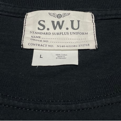 S.W.U standard surplus uniform S.W.A.T. 半袖プリントTシャツ ブラック Lサイズ