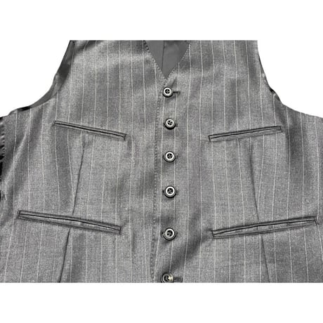 MADE IN JAPAN製 MACKINTOSH LONDON 英国生地使用3ピースストライプスーツ チャコールグレー A4