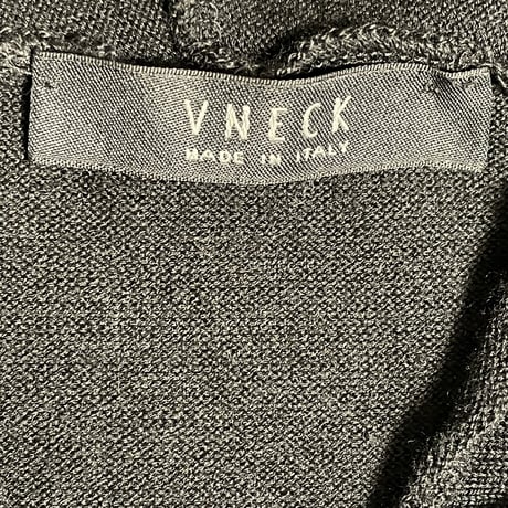 MADE IN ITALY製 VNECK プルオーバーメリノウールパーカー ネイビー×ブラック 50サイズ