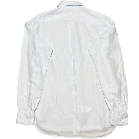 ▲訳あり商品▲ MADE IN ITALY製 eleventy 長袖リネンコットンシャツ サックスブルー 42-16 1/2サイズ