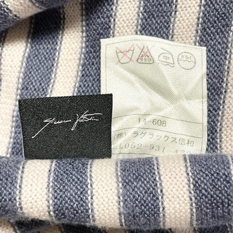 MADE IN JAPAN製 Orobianco ボーダー柄シルク混カーディガン ピンク×ブルーグレー Mサイズ