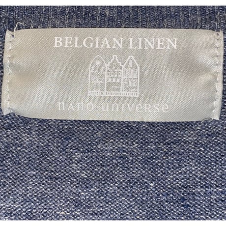 NANO UNIVERSE BELGIAN LINEN Vネックリネンセーター ブルーグレー Mサイズ