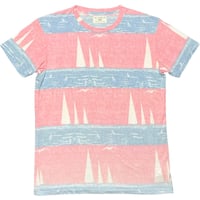 MADE IN USA製 SOL ANGELES ヨット柄昇華プリント半袖Tシャツ ピンク×スカイブルー Sサイズ