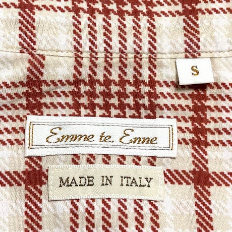 MADE IN ITALY製 Emme te. Emme 長袖プリントチェックシャツ レッド Sサイズ