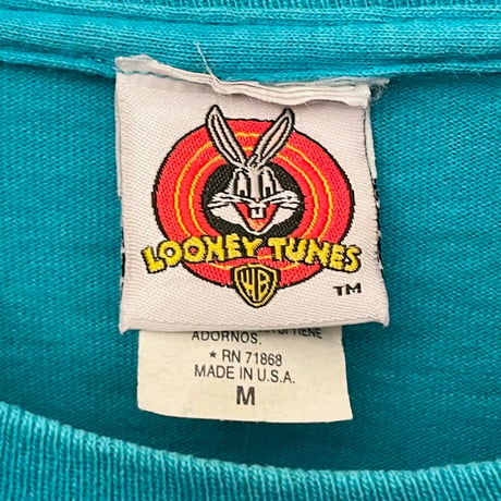 MADE IN USA製 90s LOONEY TUNES TWEETY プリントTシャツ ターコイズブルー Mサイズ
