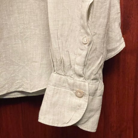 MADE IN ITALY製 Finamore 長袖リネンシャツ グレージュ 41-16サイズ
