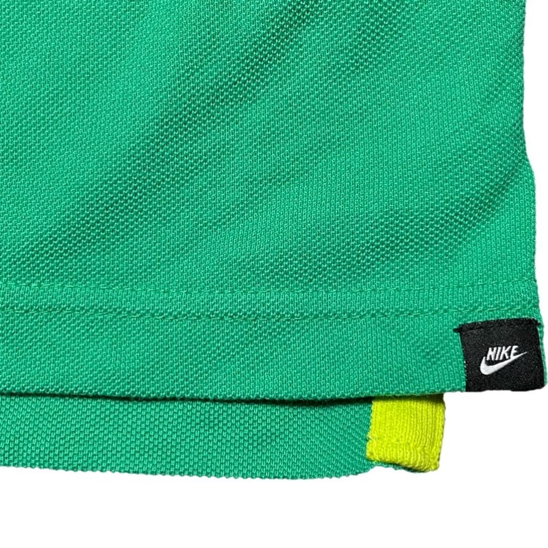 NIKE スニーカーロゴ半袖鹿の子ポロシャツ グリーン Mサイズ