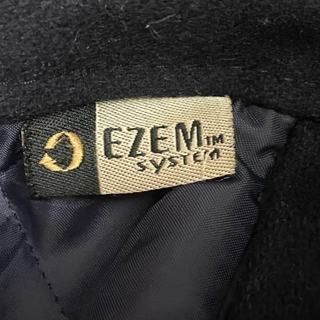 MADE IN CANADA製 90s NORTH END 袖レザースタジアムジャケット ネイビー×ブラウン XLサイズ