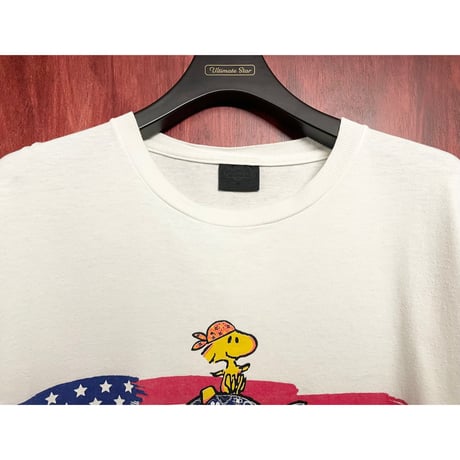レア MADE IN USA製 80s～90s Changes × PEANUTS SNOOPY 「MADE IN THE U.S.A.」 アメリカ星条旗プリントTシャツ ホワイト Mサイズ