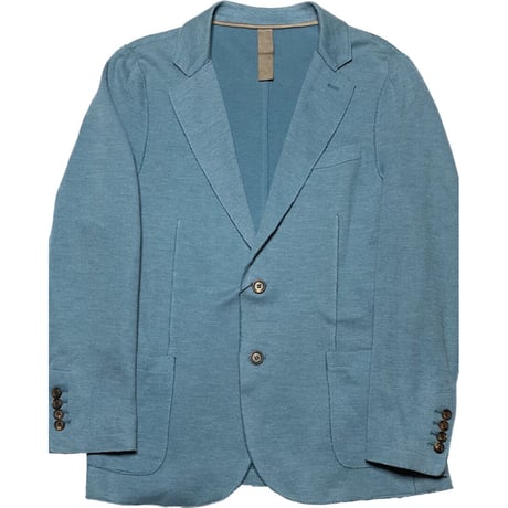 【BARNEYS NEWYORK取り扱い】MADE IN ITALY製 eleventy ニットテーラードジャケット グレイッシュブルー 52サイズ