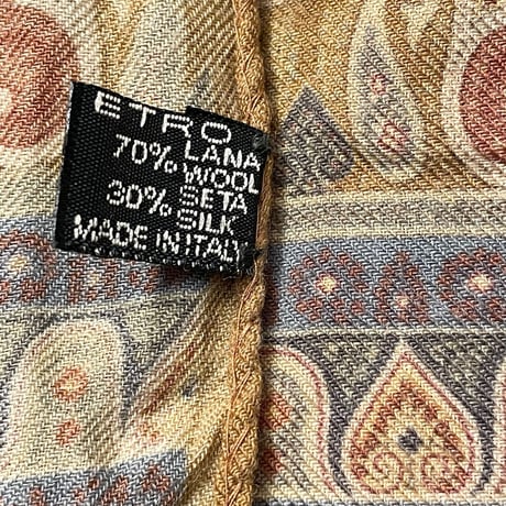 MADE IN ITALY製 ETRO ペイズリー柄ウールシルクストール マルチカラー