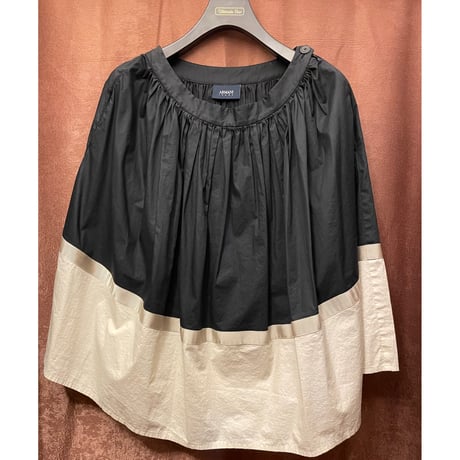 ARMANI JEANS 切り替えツートンカラーギャザースカート ブラック×ベージュ 40サイズ