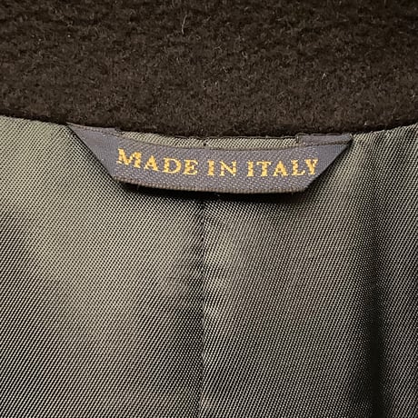 MADE IN ITALY製 R&D Marini Lanificio Del Casentino生地 カシミヤロングステンカラーコート ブラック LLサイズ