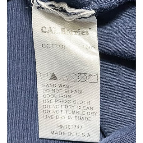 MADE IN USA製 CAL.Berries クルーネック半袖Tシャツ ネイビー Sサイズ