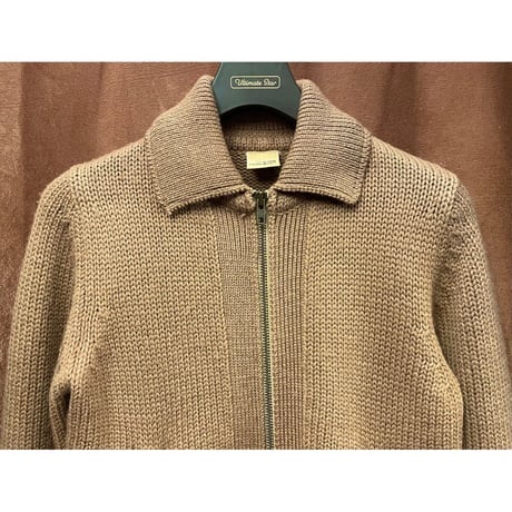 UNITED ARROWS WORK FOR HOLIDAY フルジップウールニットライダースジャケット ブラウン