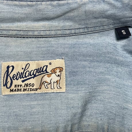 MADE IN ITALY製 Bevilacqua 長袖デニムシャツ ライトインディゴ Sサイズ