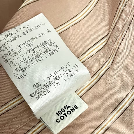 【TOMORROWLAND 取り扱い】 MADE IN ITALY製 Salvatore Piccolo 長袖ストライプシャツ ピンク Sサイズ