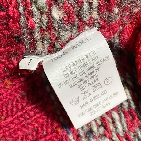 MADE IN IRELAND製 CORNEL ショールカラーウールカーディガン レッド 1サイズ