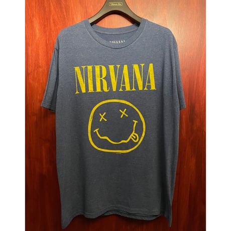 MADE IN MEXICO製 NIRVANA 2015年モデル スマイルマークプリント バンドTシャツ ネイビー XLサイズ