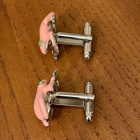 BOX付き カエルデザイン カフスボタン ピンク