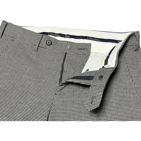BROOKS BROTHERS MILANO 千鳥格子柄ウールコットンスラックス ブラック×ホワイト W29サイズ