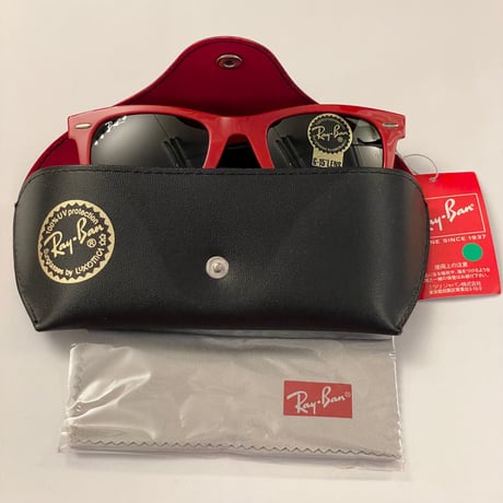 ☆タグ付き新古品☆ HAND MADE IN ITALY製 Ray-Ban WAYFARER ツートンカラーサングラス レッド×ブラック RB2140A-955