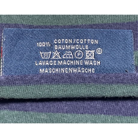 MADE IN FRANCE製 SAINT JAMES ボーダー柄半袖Tシャツ ネイビー×グリーン Mサイズ