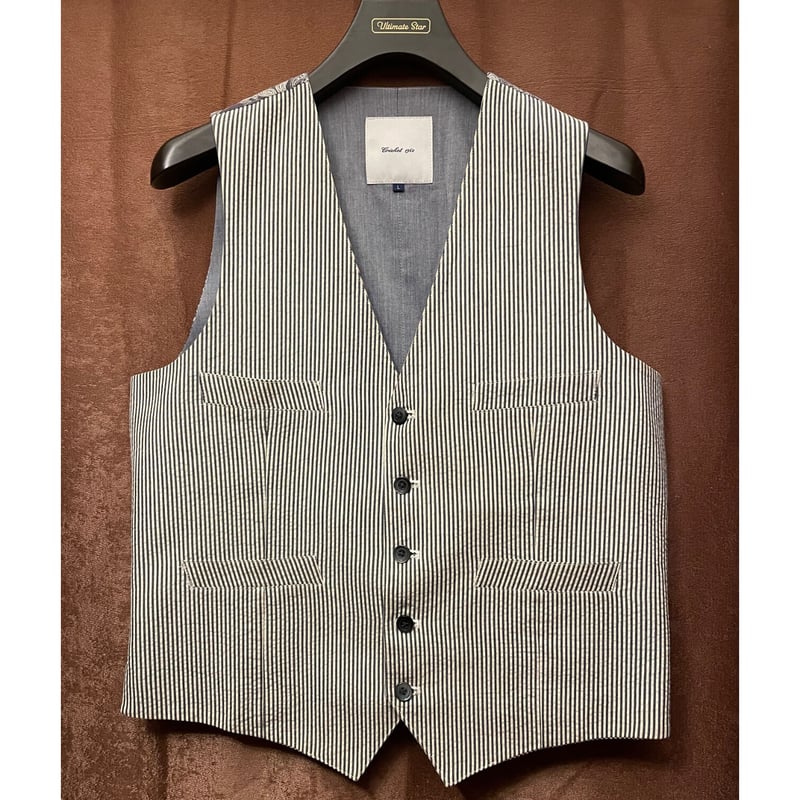 CRICKET 1960 ハリスツイード スーツ ジレベスト size L Cricket 1960 ヒッコリー柄裏ペイズリージレベスト ネイビー