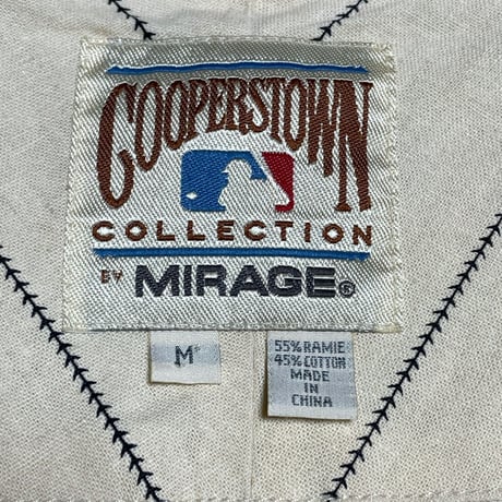 NY YANKEES COOPERSTOWN COLLECTION BY MIRAGE ベースボールシャツ 生成り×ネイビー Mサイズ