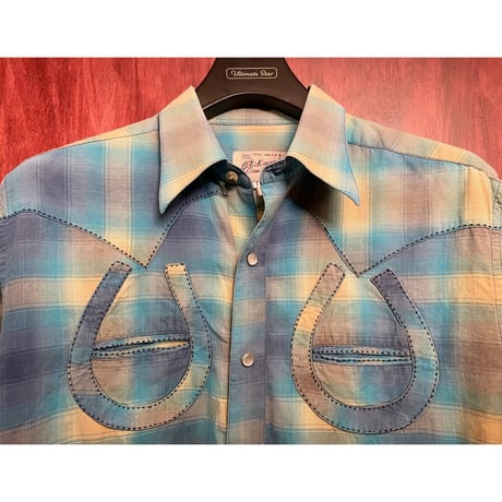 MADE IN USA製 Rockmount Ranch Wear チェック柄長袖ウエスタンシャツ ブルー 15 1/2サイズ