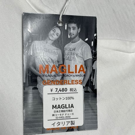 ★新品★ MADE IN ITALY製 MAGLIA「VIAGGIO」ロゴプリント クルーネックTシャツ ホワイト