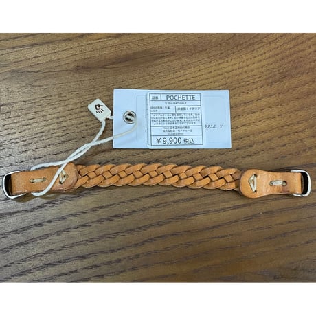 ★新品★ MADE IN ITALY製 TULSI POCHETTE シルクスカーフ付き ハンドメイドレザーブレスレット ナチュラル Fサイズ
