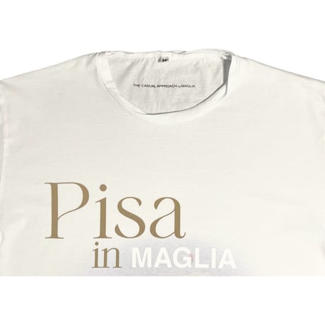 ★新品★ MADE IN ITALY製 MAGLIA 2025年AWモデル 「Pisa in MAGLIA」 イタリア都市 プリント クルーネックTシャツ ホワイト×サンドベージュ M～XLサイズ