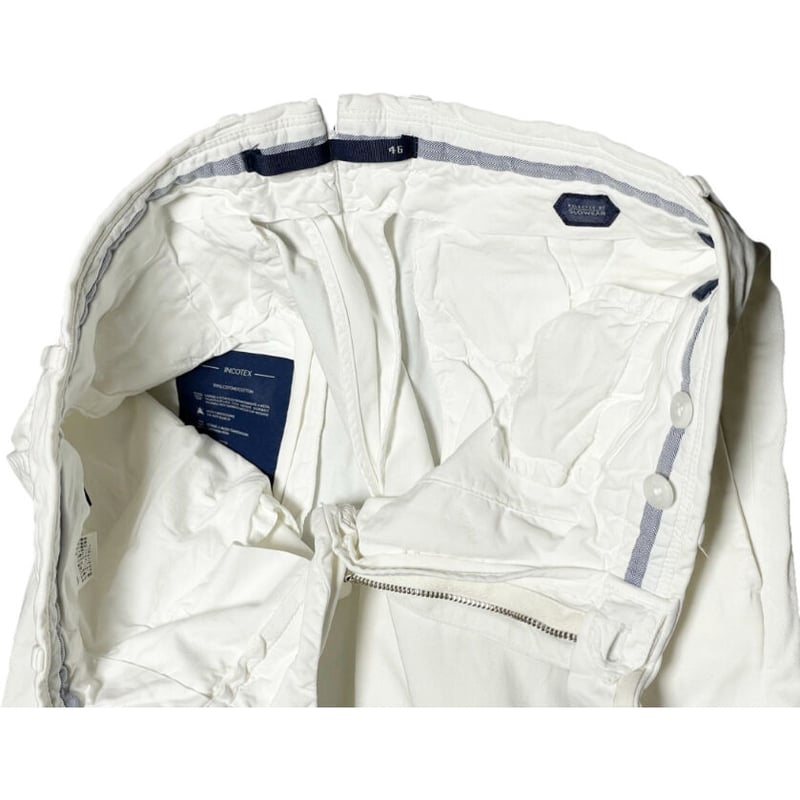 INCOTEX コットンスラックス ホワイト 46サイズ ダブル仕上げ