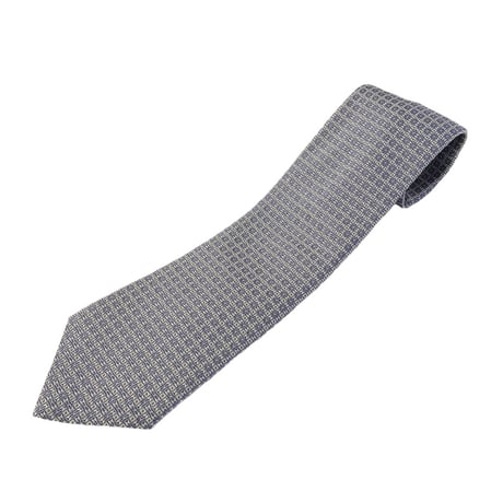 MADE IN ITALY製 Brioni HANDMADE ジャガード織り総柄シルクネクタイ ブルーグレー
