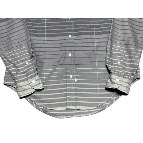 【サザビーリーグ取り扱い】Sidian,Ersatz & Vanes 長袖ボーダーシャツ グリーングレー×チャコールグレー S/38-15サイズ