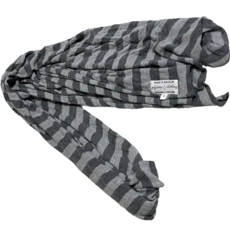 MADE IN BELGIUM製 pyjama clothing ボーダー柄ニットストール グレー