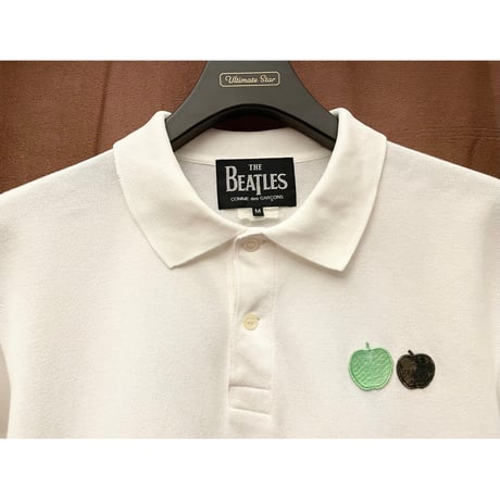 ▲訳あり商品▲ MADE IN JAPAN製 COMME des GARÇONS × THE BEATLES コラボレーションモデル 半袖鹿の子ポロシャツ ホワイト Mサイズ