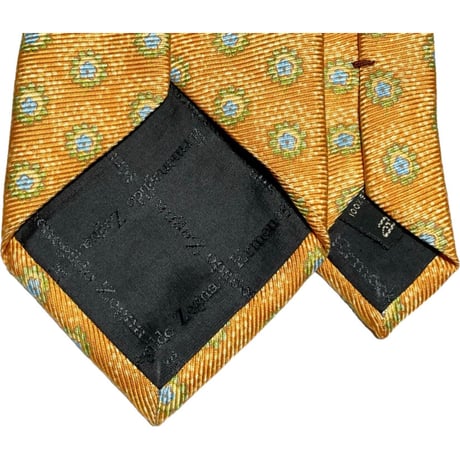▲訳あり商品▲ MADE IN ITALY製 Ermenegildo Zegna 小紋柄シルクネクタイ オレンジ