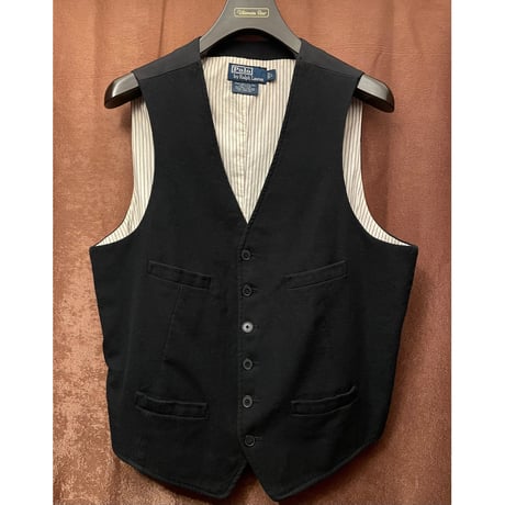 90s Polo by Ralph Lauren ウールコットンジレベスト ブラック Lサイズ